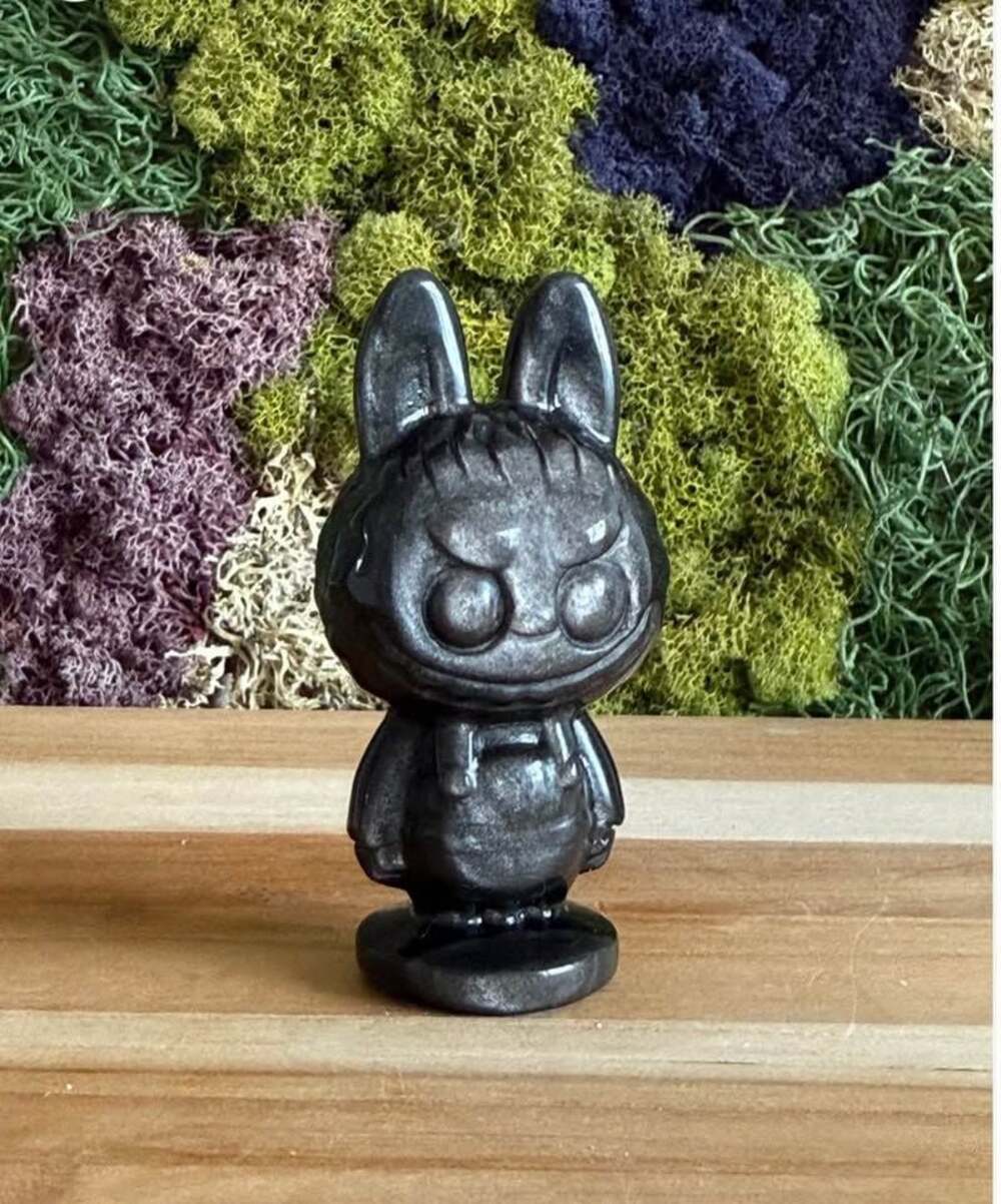 Silver Sheen Obsidian Labubu